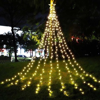 【8種閃爍】LED聖誕星星樹燈 太陽能燈 銅線燈 瀑布流星燈 聖誕燈串 裝飾燈 窗簾燈 庭院草坪燈 星星燈 滿天星 燈串