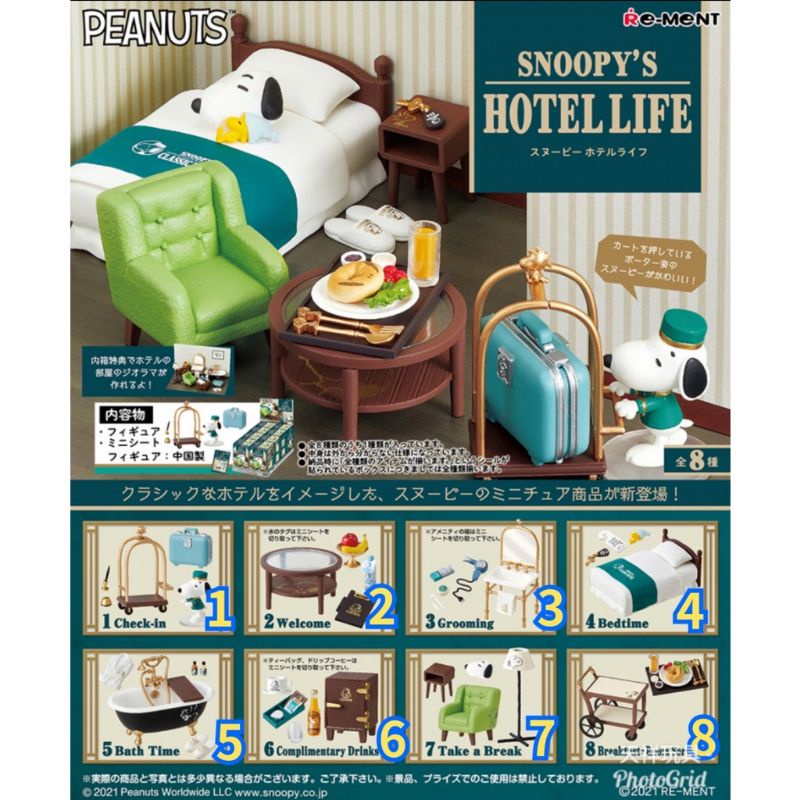 最新 史努比飯店生活 史努比 snoopy 扭蛋 轉蛋 盒玩 rement 旅館 旅宿 房間 可愛 狗