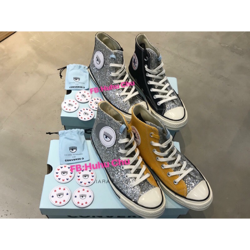 現貨 限量 Chiara Ferragni x converse 聯名撞色徽章高筒帆布鞋