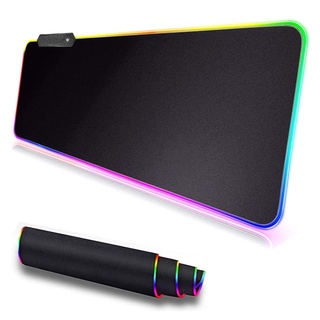 現貨 RGB變色發光遊戲鼠標墊 超大電競鼠標墊 桌墊 鍵盤墊 防滑鼠標墊 筆記本電腦墊 純黑鼠標墊