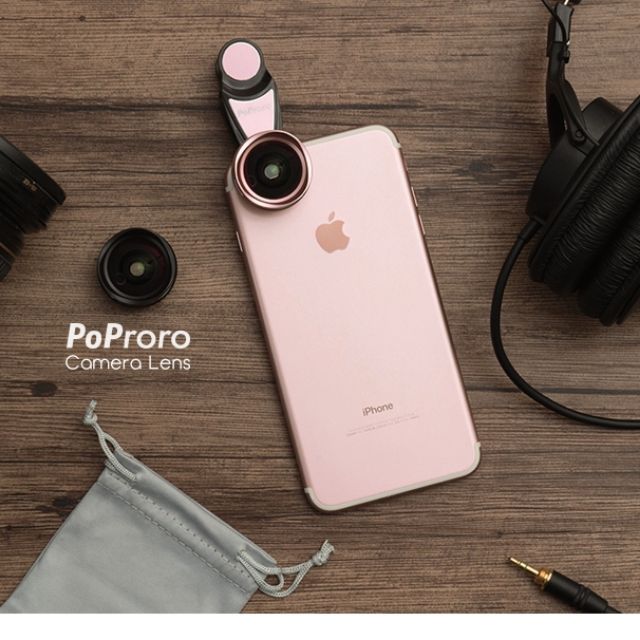 Poproro 公司正貨  現貨  全新未拆 4K 單眼級手機鏡頭  廣角 微距 手機鏡頭 （玫瑰金）