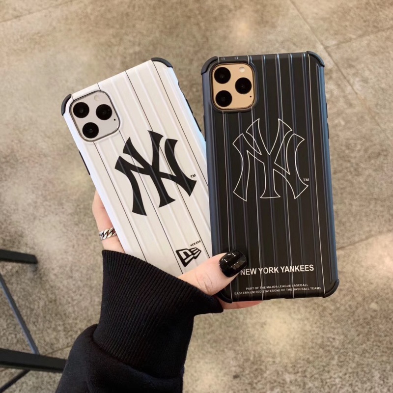 潮牌NY iPhone11手機殼 蘋果11 Pro max手機殼 xr xsmax洋基隊7plus棒球MLB軟套 情侶款