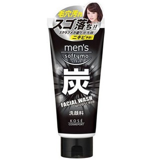 日本【KOSE】Softymo 男用爽快洗面乳 130g 酷涼去角質/吸油炭 ㊣ ✪男士專用✪♛吉吉商城♛