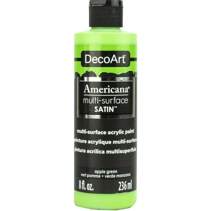 DecoArt 蘋果綠色 236 ml Multi-Surface Satin 美國風多重表面絲光顏料 - DA518