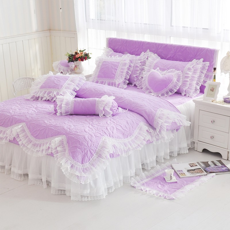 雙人鋪棉床罩組 雲歌 紫色 北歐 簡約 蕾絲床罩組 兩用被床罩組 鋪棉兩用被床罩組 紫色