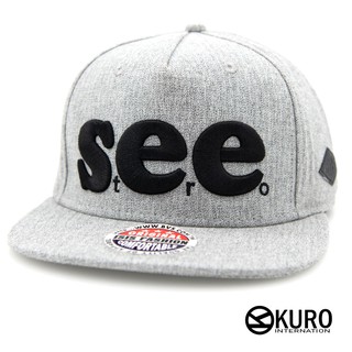 KURO-SHOP灰色SEE電繡潮流板帽棒球帽