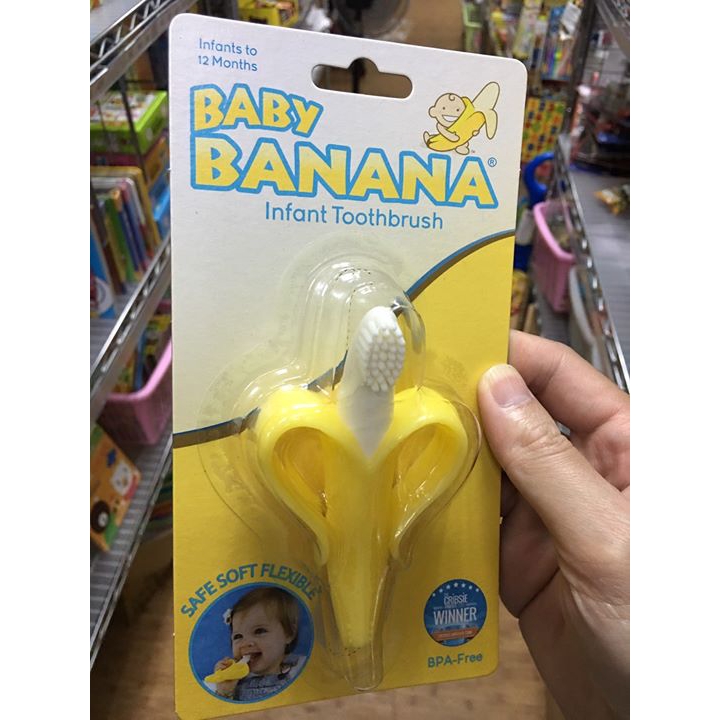 美國【Baby Banana Brush】 剝皮香蕉牙刷固齒器