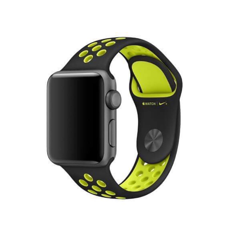 【遼寧236】Apple Watch Nike+ 38mm 太空灰鋁金屬機身搭配黑色配綠色Nike運動錶帶【超取免運】