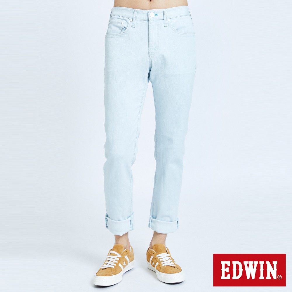 EDWIN 加大碼EDGE綠線窄管牛仔褲(重漂藍)-男款