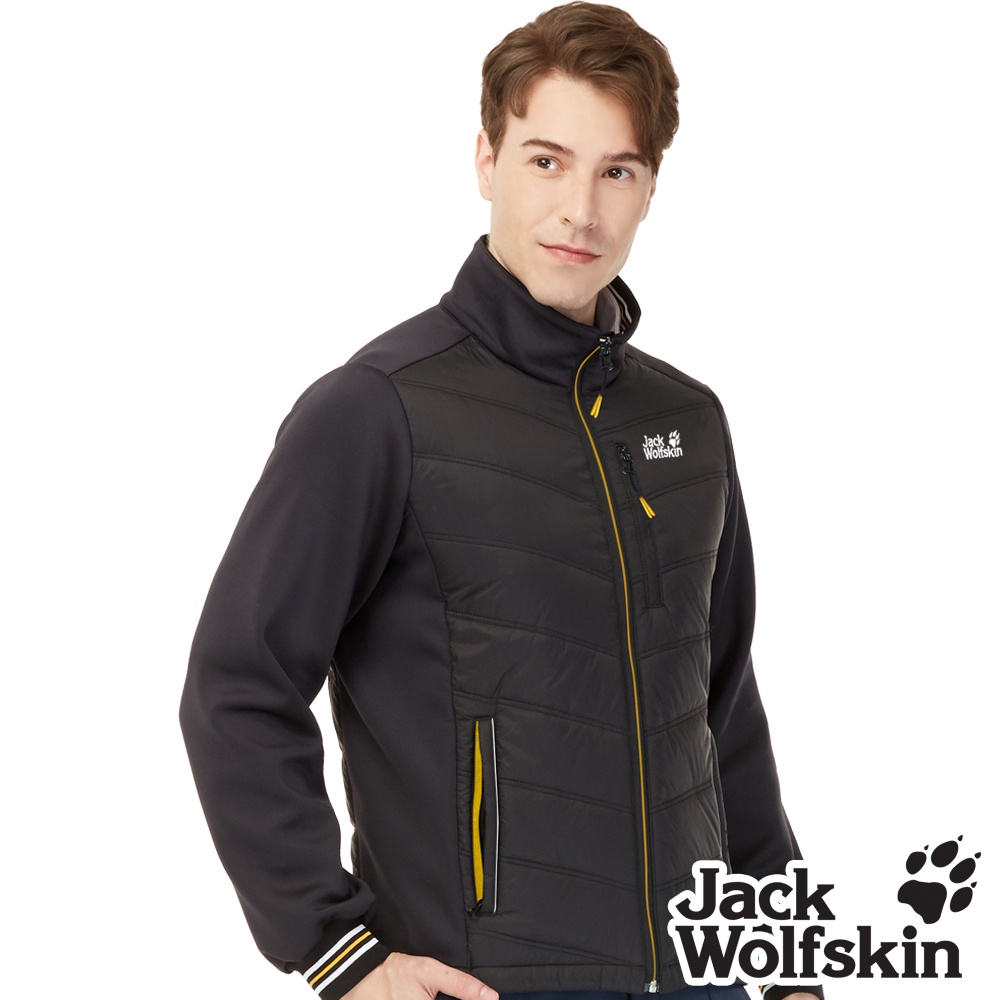 【Jack wolfskin 飛狼】男 輕量異材質拼接 抗風防潑水化纖保暖外套『黑』