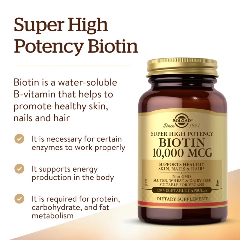 美國老字號Solgar, Biotin 10000 mcg - 120 顆 高效特優生物素 益指甲頭髮