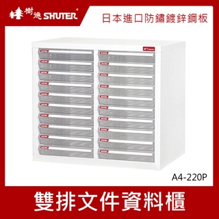 樹德SHUTER 雙排檔案資料櫃 A4-220P 檔案箱 雜物收納箱 分類整理盒 置物箱 收納盒 整理箱 小物收納