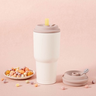 免運 臺灣製 YCCT速吸杯2代900ml(內膽陶瓷層) - 微藕粉 - 瞬收吸管飲料杯 環保杯 吸管杯 隨行杯 冰霸杯