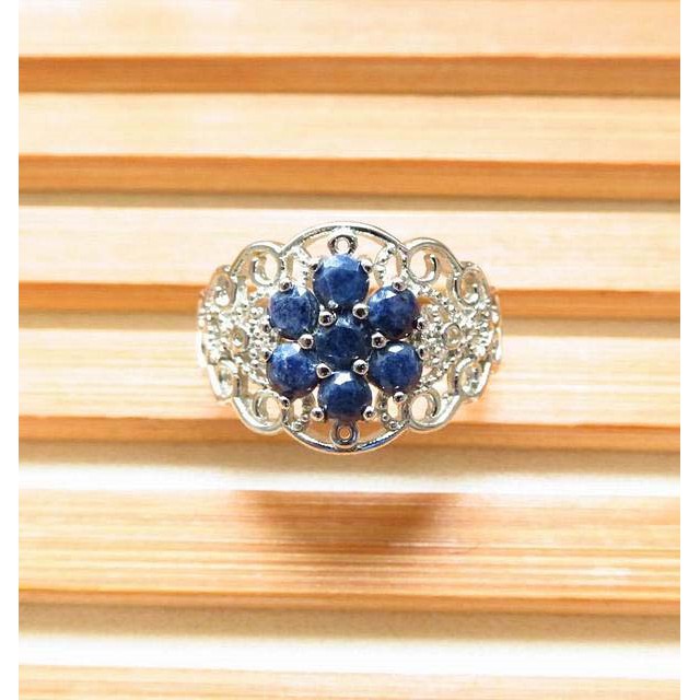 天然藍寶石藍剛玉戒指銀鑲嵌活圈內徑可調Sapphire 男戒女戒9mm通透最具保值增值潛力首選首飾飾品