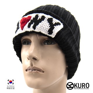 KURO-SHOP韓國進口 黑色 I Love NY 直紋 針職帽