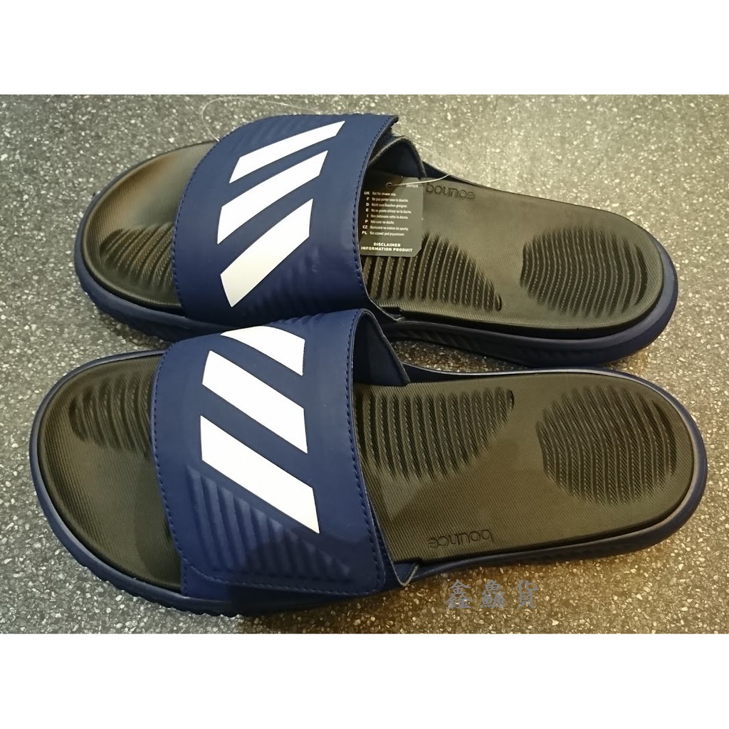 缺貨 2019 五月 ADIDAS ALPHABOUNCE SLIDE 魔鬼粘 運動 拖鞋 藍黑白 F34774