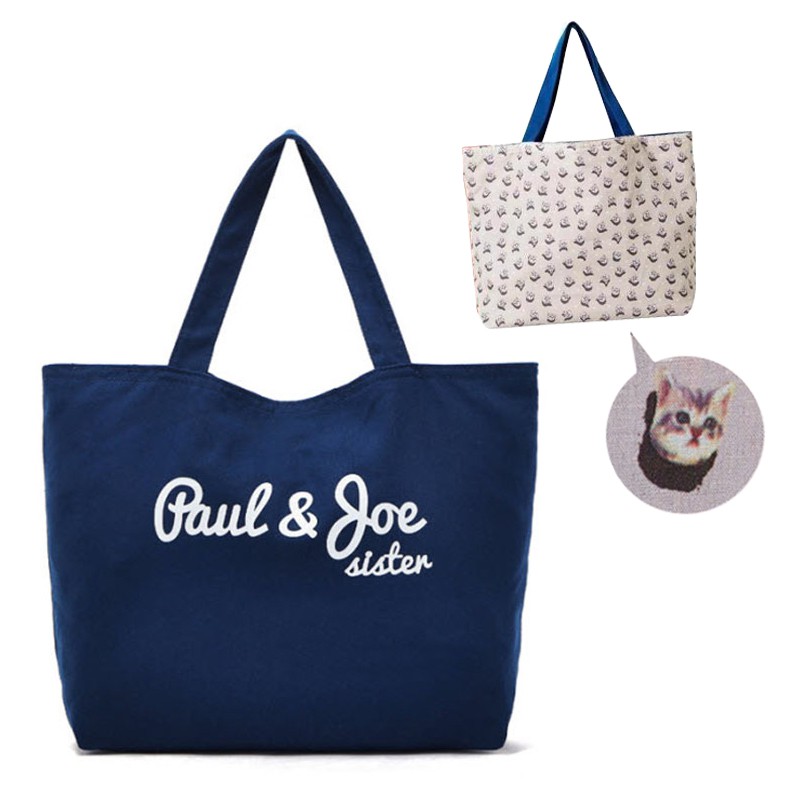 wbar☆日本 PAUL&amp;JOE SISTER貓咪雙面托特包 帆布包 手提包 肩背包 單肩包
