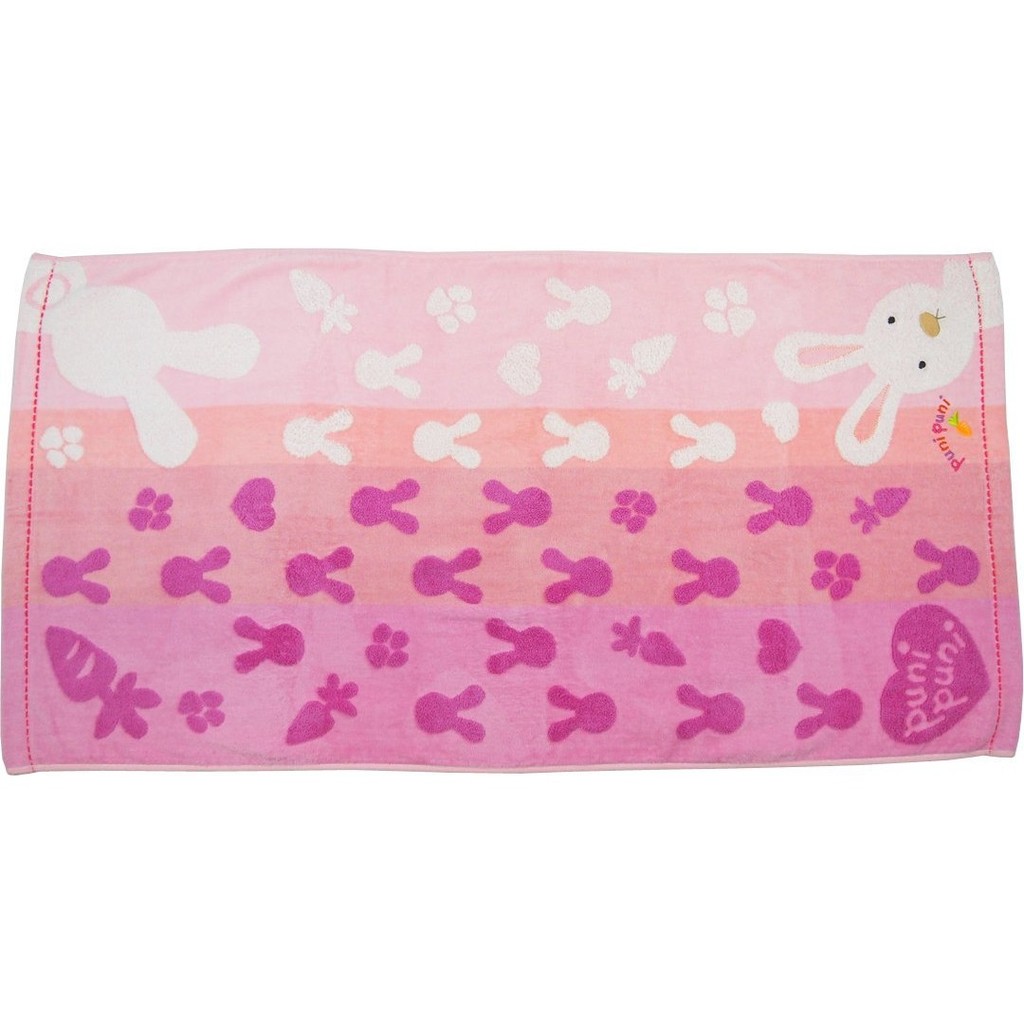 【棠貨鋪】日本 Uchino Puni Puni 無撚糸 粉色兔 大浴巾 毛巾