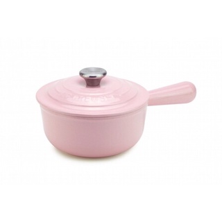 Le Creuset 16公分鑄鐵鍋單柄醬汁鍋牛奶鍋小湯鍋 雪紡粉紅色自製果醬或醬汁嬰兒副食品加熱牛奶飲品甜湯個人小火鍋