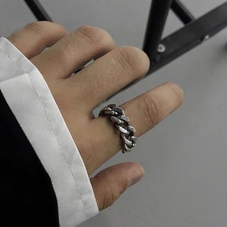 鈦鋼古巴鏈戒指 麻花鍊戒指 男女可戴 男生戒指 銀戒指 古巴戒指 古巴鏈戒指 不鏽鋼戒指 冷淡 United Freak