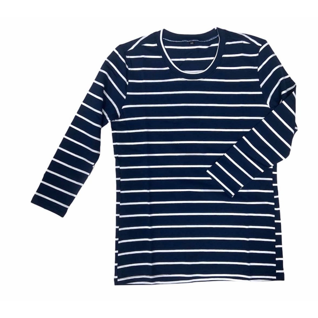 Vieso男生基本款七分袖圓領T恤(藍底白)A001-8
