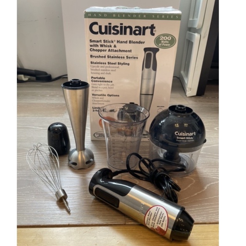 ［二手］美國Cuisinart 美膳雅_極輕量多功能手持式變速攪拌棒組(附打蛋器、切碎盆、攪拌杯)