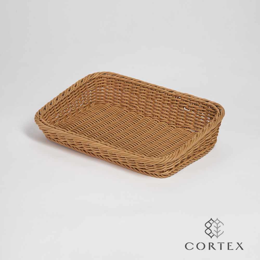 CORTEX 水果籃 仿籐籃 不鏽鋼加強W45H10 卡其色