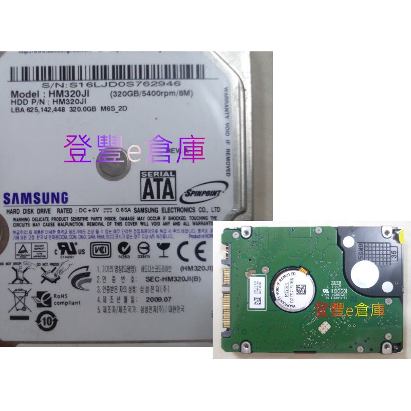 【登豐e倉庫】 F623 Samsung HM320JI 320G SATA2 不當運轉 救資料 硬碟救援