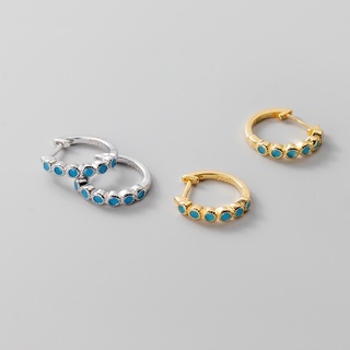 《現貨》925純銀 韓國東大門 藍鑽耳環 耳扣式 時尚 如意貓