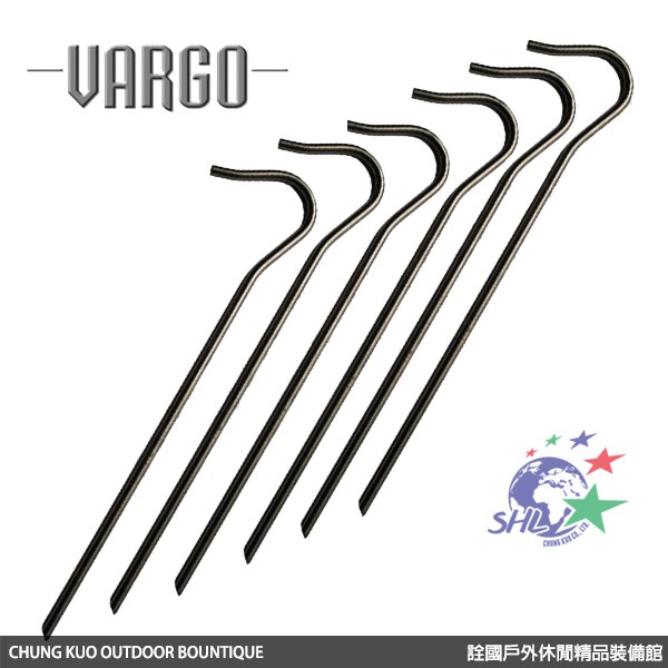 Vargo - 鈦金屬露營營釘鉤狀小營釘 / 六支裝 / 最受歡迎的輕版鈦金屬營釘 -VARGO 114 【詮國】