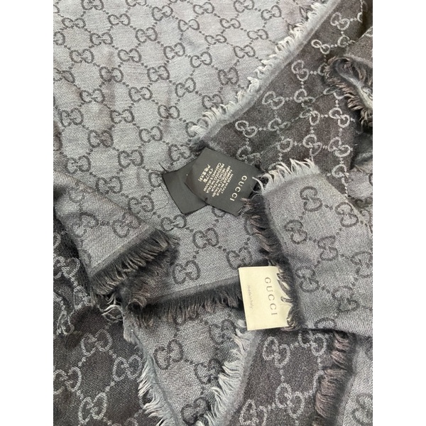 郵局免運 Gucci 古馳正品二手女用披巾 260*80cm 深灰淺灰 灰色系列 二手商品 八成新 現貨不用等 便宜出售