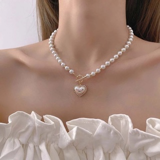 韓版優雅珍珠項鍊 / 女士心形水鑽心形吊墜項鍊 / 宴會脖子裝飾圍巾