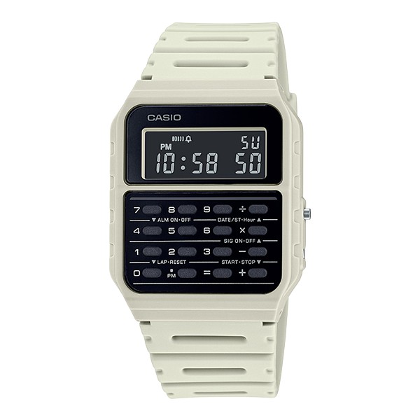 金台鐘錶】CASIO 卡西歐復古計算機電子錶(黑色的反轉液晶) (米白X黑 金台鐘錶】CASIO 卡西歐復古計算機電子錶(黑色的反轉液晶) (米白X黑