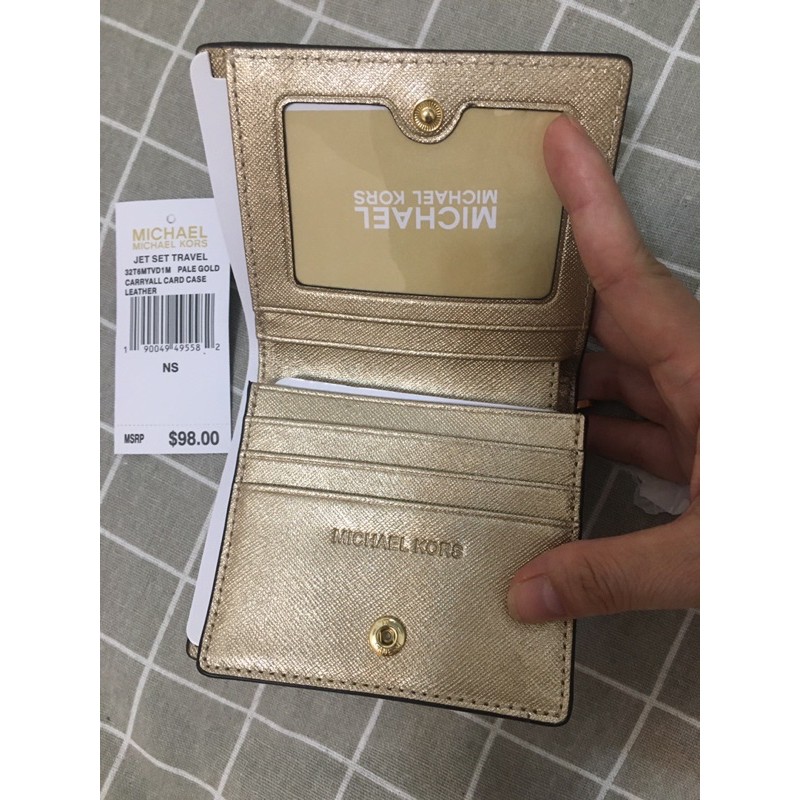 MICHAEL KORS MK 短夾 皮夾 牛皮 錢包 金色 帶零錢袋  發財金 美國購