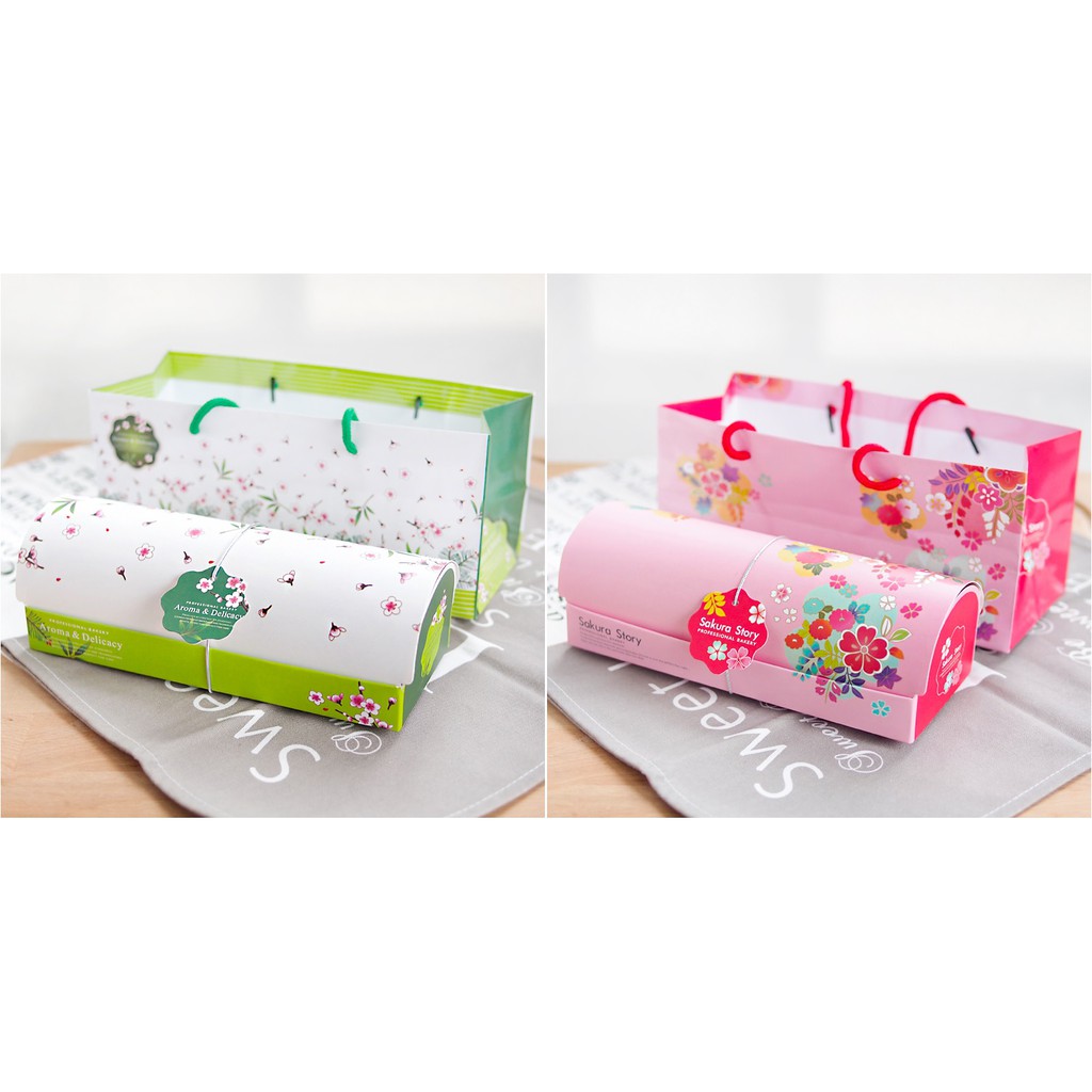 蛋糕捲包裝禮盒 奶凍捲盒 日式和風長條形蛋糕捲盒 附手提袋瑞士捲盒 磅蛋糕水果條包裝盒