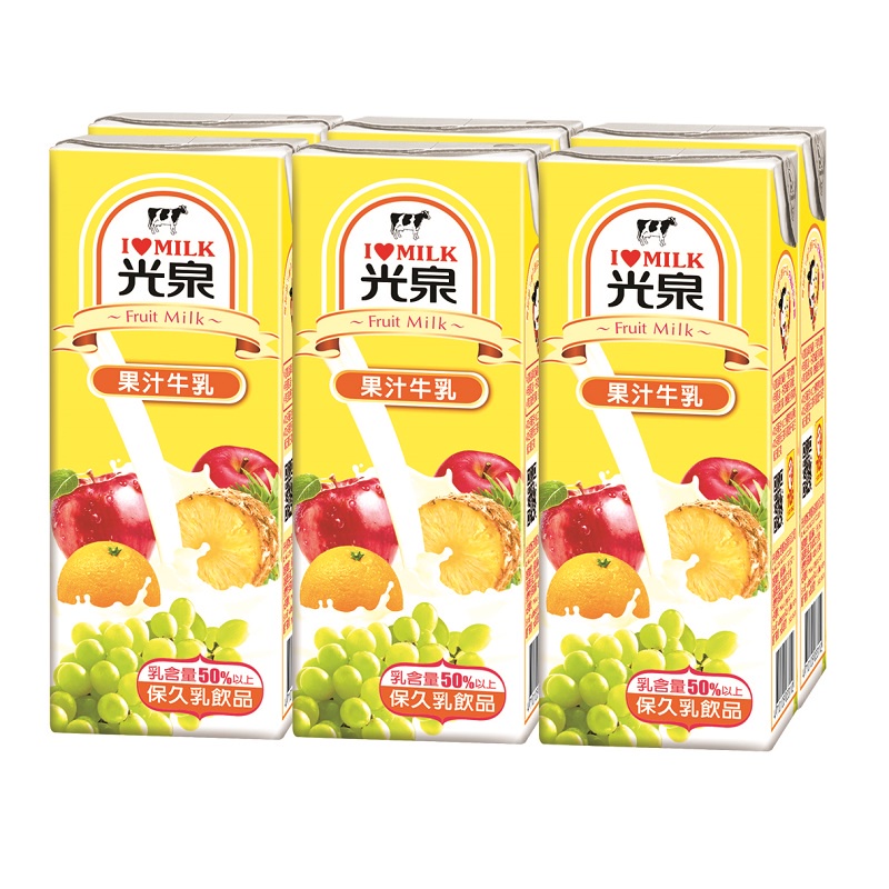 光泉果汁牛乳200ml毫升 x 6【家樂福】