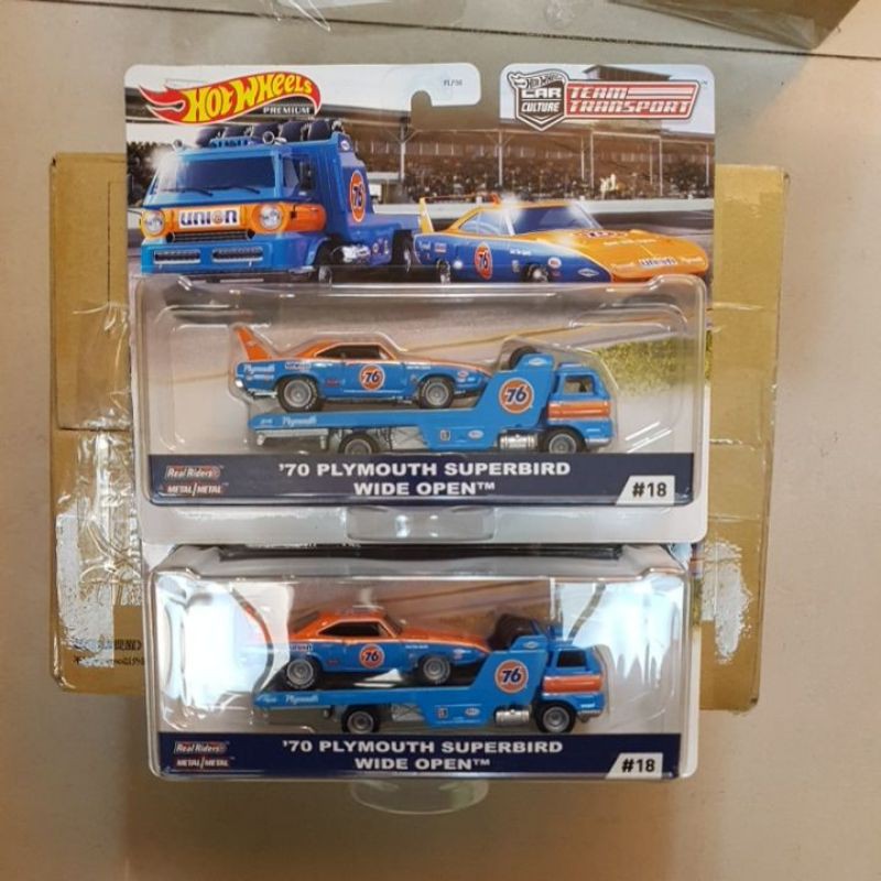 全新 一盒 運輸車隊 汽車文化 風火輪 藍色橘色配色