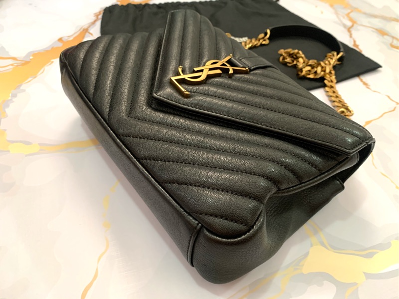 台南ysl 正品近全新二手學院包college 聖羅蘭鏈包鍊包包包包側背包斜背包黑金woc 蝦皮購物