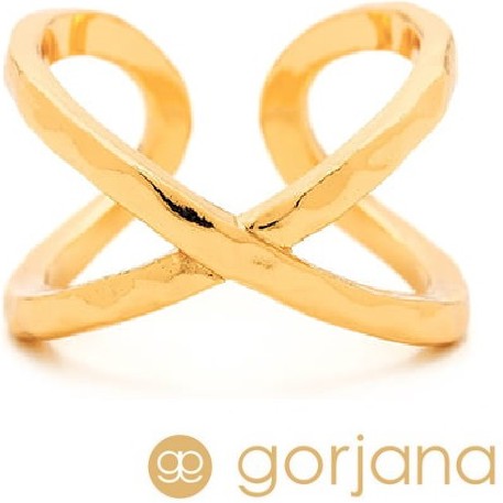 GORJANA 幸運十字戒指 C型手工波浪紋 金色戒指 可雙面配戴 Elea