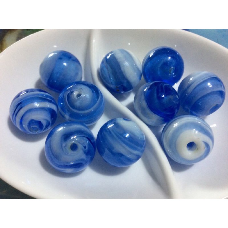 DIY 玻璃珠 混色 造型珠手鍊 項鍊 飾品色 中藍圓珠 每顆價