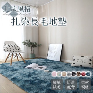 臺灣 現+預購★長毛地毯 紮染毛地墊 柔軟加厚 保暖 4公分絨毛地墊 北歐大地毯 防滑地毯 聖誕交換禮物【附電子發票】