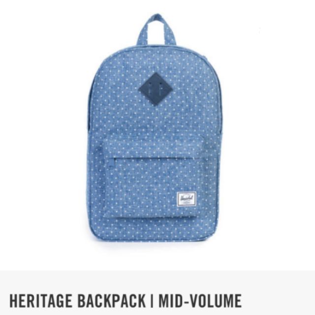Herschel Heritage Backpack mid-volume 牛仔藍白圓點後背包