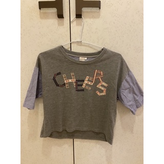 （二手）BearTwo百貨上衣 拼接短版上衣 民族風字母上衣 T恤 造型設計感上衣 S號
