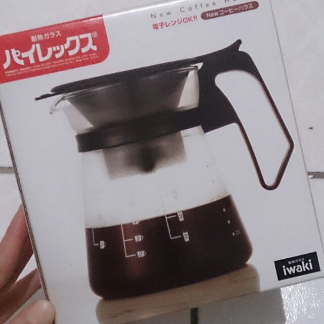 日本IWAKI 手沖濾杯咖啡壺組 內縮式濾杯設計 600ml(黑）