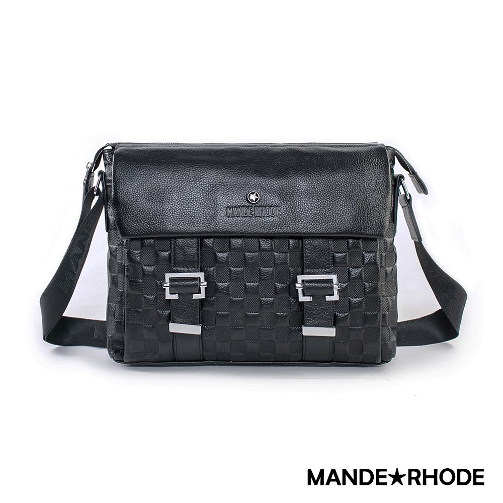 MANDE RHODE - 巴弗洛 - 真皮棋盤格紋雙面掀蓋側背包 - X60742