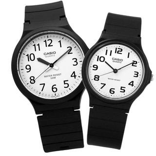 CASIO 卡西歐 / 簡潔復刻 數字時標 橡膠手錶 情侶對錶 白x黑 42mm+33mm