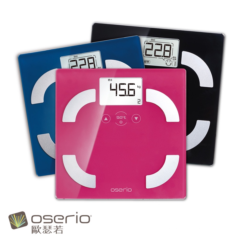 oserio時尚多彩中文體脂計FSC-351(四合一/歐瑟若/體脂肪率/BMI/體重機/體脂機/基礎代謝率)