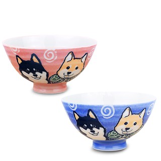 【堯峰陶瓷】限量 日本美濃燒 柴犬毛料碗 單入(藍色/橘紅色) | 親子飯碗 | 輕食族適用
