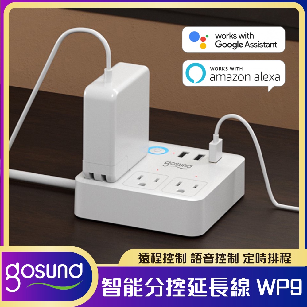 Gosund 智能分控延長線 WP9 遠程/語音控制 WIFI連接 定時排程 倒數計時 支援google助理 亞馬遜⚝