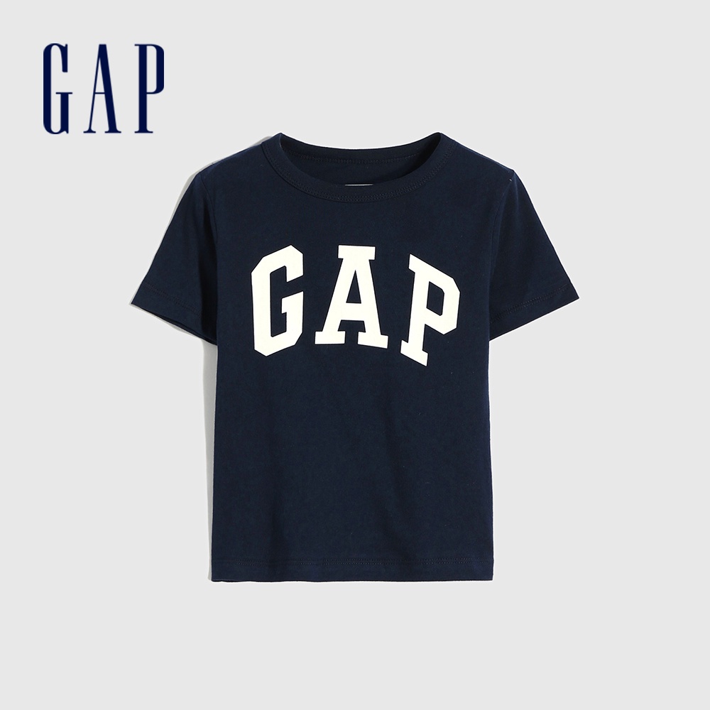 Gap 男幼童裝 Logo圓領短袖T恤-藏青色(619213)
